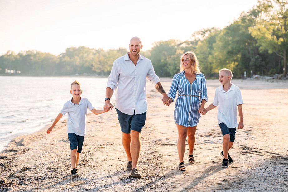 Family walking holding hands